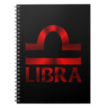 Red Libra Horoscope Symbol Note Book