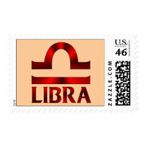 Red Libra Horoscope Symbol Stamp