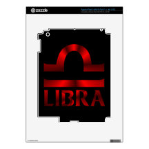Red Libra Horoscope Symbol Skin For iPad 3