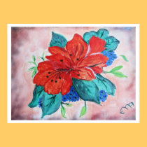 Red lily painting framed print poster posters