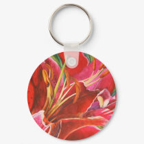 Red Lily Watercolor Keychain- Makes a Great Gift
