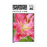 Red lily, wedding postage stamps