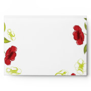 Red + Lime Green poppy flowers wedding envelope envelope