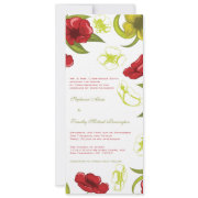 Red + Lime Green poppy flowers wedding invitation invitation