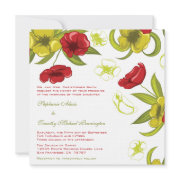Red + Lime Green poppy flowers wedding invitation invitation