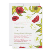 Red + Lime Green poppy flowers wedding invitation invitation