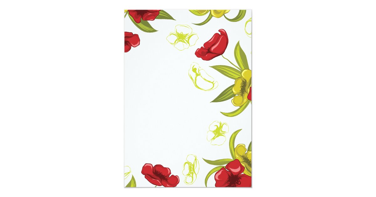 Red + Lime Green poppy flowers wedding invitation Zazzle