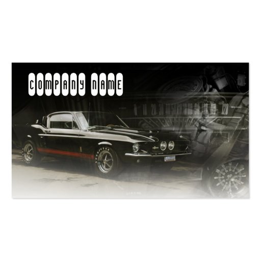 red line in black classic car business card (front side)