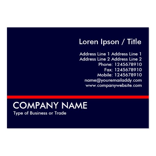 Red Line - Navy Blue Business Cards (front side)
