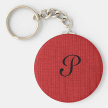 Red Linen Fabric Texture Keychains
