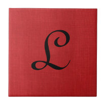 Red Linen Fabric Texture with Monogram tiles