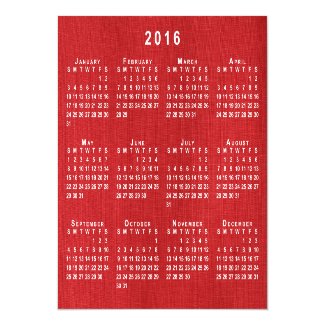 Red Linen Texture Photo 2016 Calendar Thin Magnet Magnetic Invitations