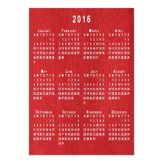 Red Linen Texture Photo 2016 Calendar Thin Magnet