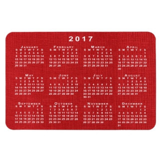Red Linen Texture Photo 2017 Calendar Magnet