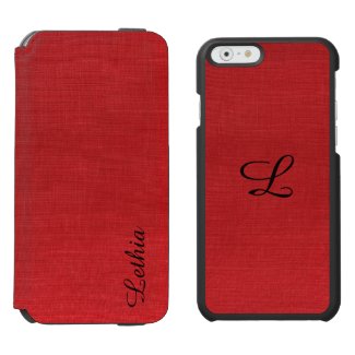 Red Linen Texture Photo with Monogram