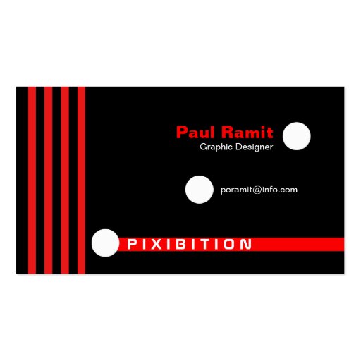 Red Lines White Dots Retro Business Card (front side)