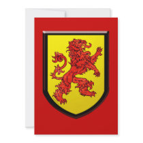 Red Lion Yellow Shield customize invitation