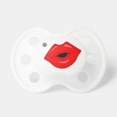 Red Lips and Diamond Beauty Mark BooginHead Pacifier