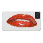 Red Lips Art Brush Hand Painted iPhone 4 Case