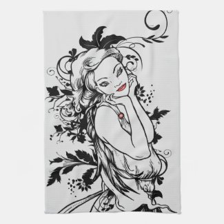Red Lips Floral Girl Towel