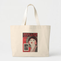 RED LIPS KISS MY BLUES AWAY CANVAS BAGS