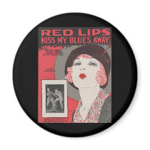 RED LIPS KISS MY BLUES AWAY FRIDGE MAGNETS