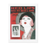 Red Lips Kiss My Blues Away Songbook Cover Postcard