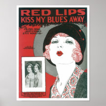 Red Lips Kiss My Blues Away Songbook Cover Posters