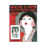 Red Lips Kiss My Blues Away Songbook Cover t-shirts