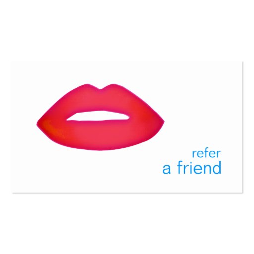 Red Lips Refer A Friend Coupon Salon Business Card Templates (front side)