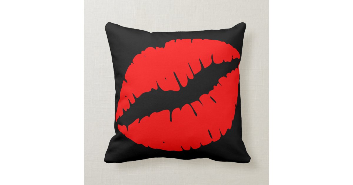 Red Lips Throw Pillow Zazzle