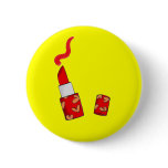 Red lipstick pinback button
