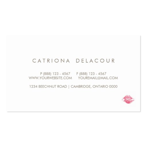 Red Lipstick Kiss Mark Cosmetology Business Card (back side)
