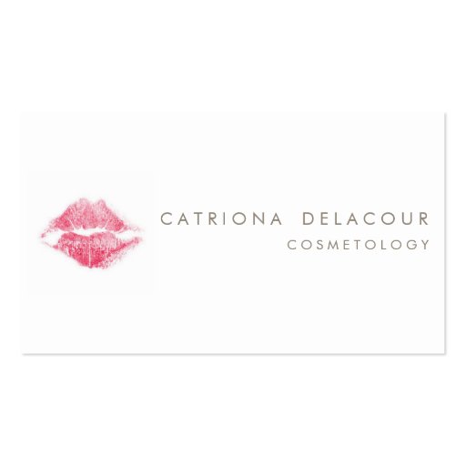 Red Lipstick Kiss Mark Cosmetology Business Card (front side)