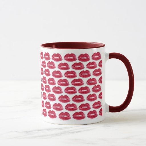 Red Lipstick Kisses Luscious Lips Coffee Mug Cup Zazzle
