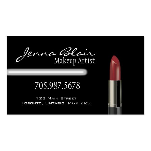 Red Lipstick Makeup Artist Business Card (front side)