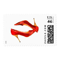 Red Lizard and Wooden Heels postage