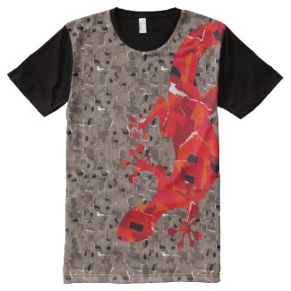 Red Lizard Collage All-Over Print T-shirt
