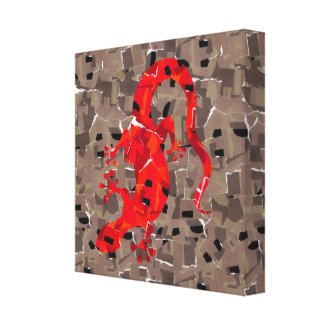 Red Lizard Collage Canvas Print