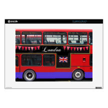 Red London Bus Double Decker 15" Laptop Decals