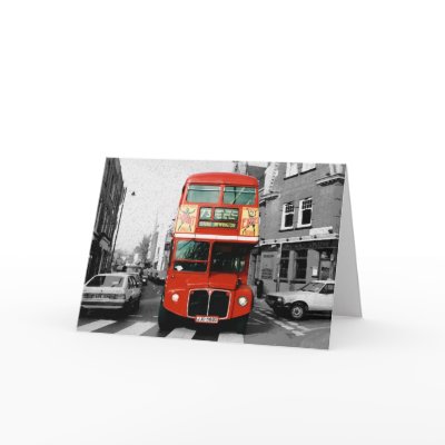 Red London Bus on Black and White Background-2 Cards by LondonBus
