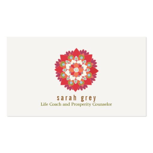 Red Lotus Flower Health & Wellness Elegant Floral Business Cards (front side)