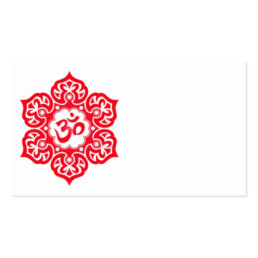 Red Lotus Flower Om Business Card Templates (front side)