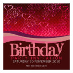 Red Love Bubbles Party Birthday Invitation