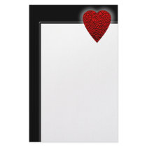 Red Love Heart! Playing Card Pattern! stationery by PsyborgAli Red Love Heart! Playing Card Pattern! stationery