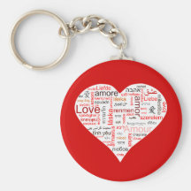 Red Love Heart Typography Keychains