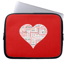 Red Love Heart Typography Laptop Sleeves