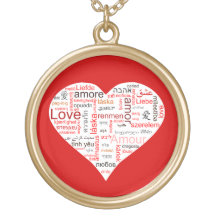 Red Love Heart Typography Pendants