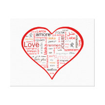 Red Love Heart Typography Stretched Canvas Prints