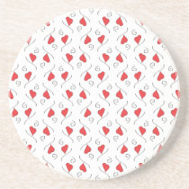 Red Love Hearts and Swirls Coaster coasters